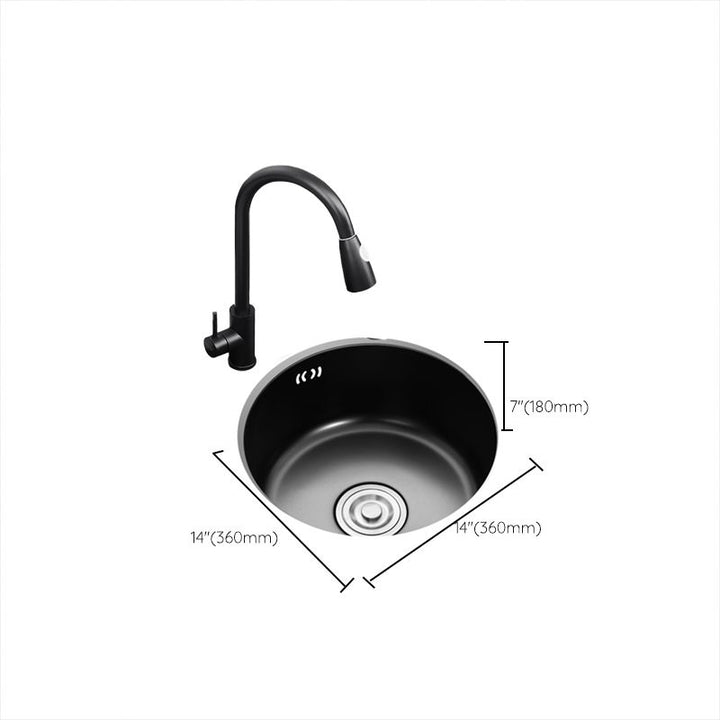 Kalsten | Single Bowl Kitchen Sink Round Stainless Steel Sink with Drain Strainer Kits