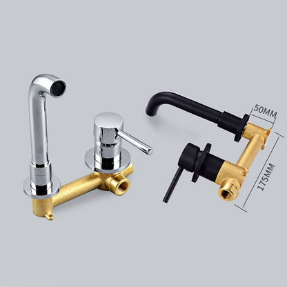BowLift | Industrial bathroom faucet brass lever handles 2-hole faucets wall-mounted faucet