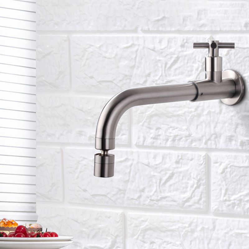BowLift | Contemporary Wall-Mounted Bathroom Faucet Cross Handles Stainless Steel Faucet