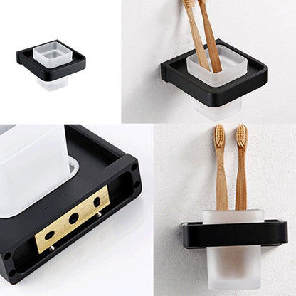 BowLift | Black Bathroom Accessories Hardware Set with Towel Rail and Bath Shelf
