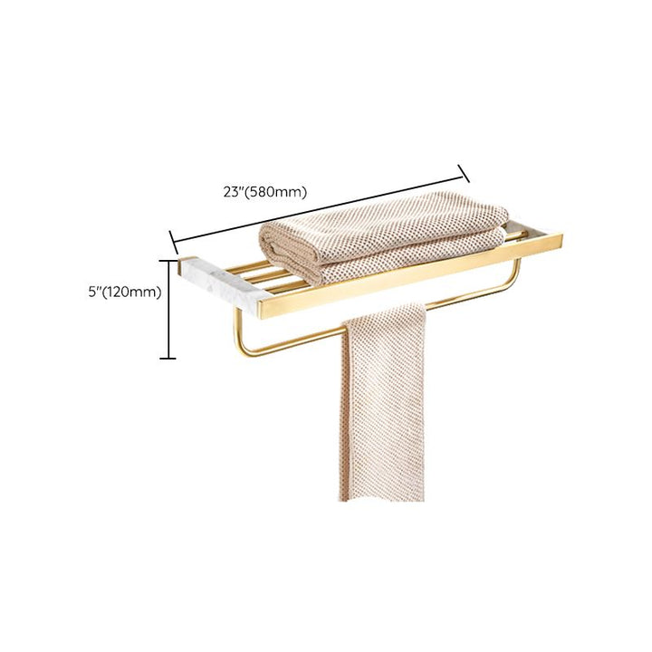 Kalsten | Brushed Brass Bathroom Accessory Set Metal & Marble Bathroom Hardware Set with Bathtub Shelf