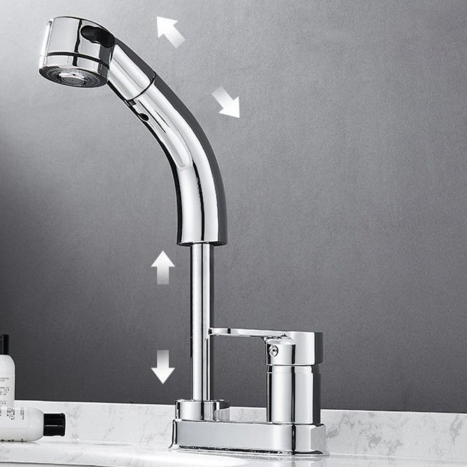 Kalsten | Modern Style Sink Faucet Copper Handle Low Arc Pull-Out Sink Faucet