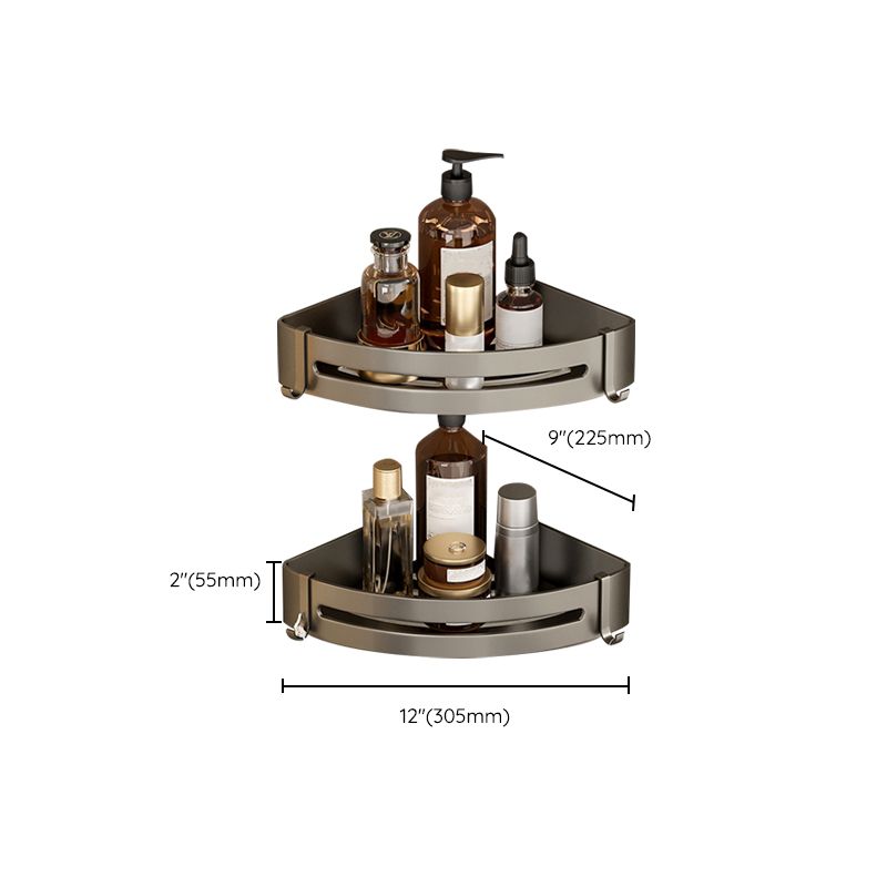 Kalsten | Contemporary Aluminum Bathroom Accessory Set Gray Bath Shelf