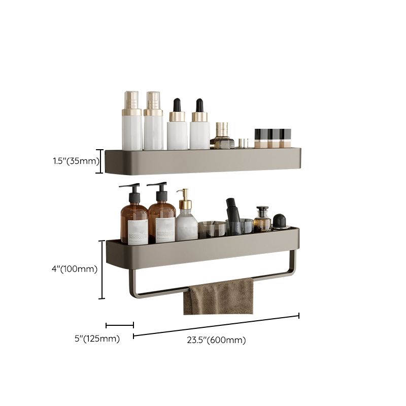 Kalsten | Contemporary Aluminum Bathroom Accessory Set Gray Bath Shelf