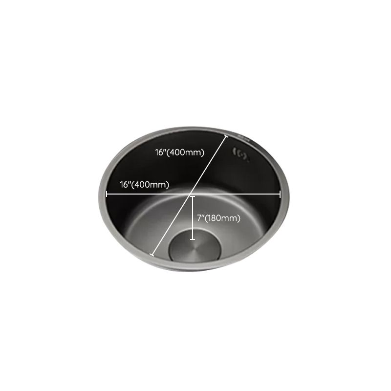 BowLift | Kitchen Sink Round Single Bowl Color and Scratch Resistant Under-mounted Stainless Steel Kitchen Sink