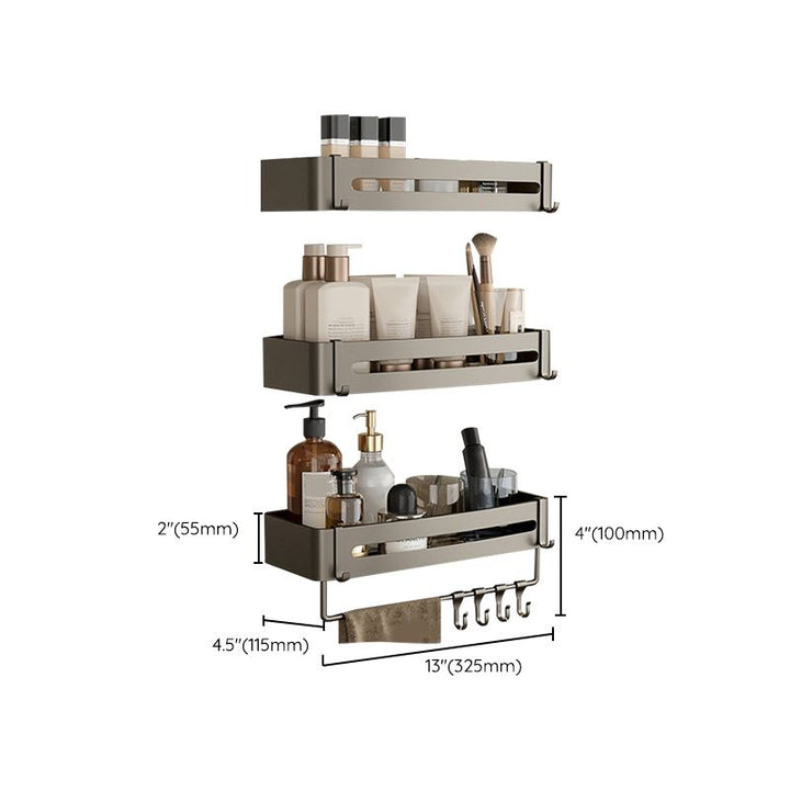 Kalsten | Contemporary Aluminum Bathroom Accessory Set Gray Bath Shelf