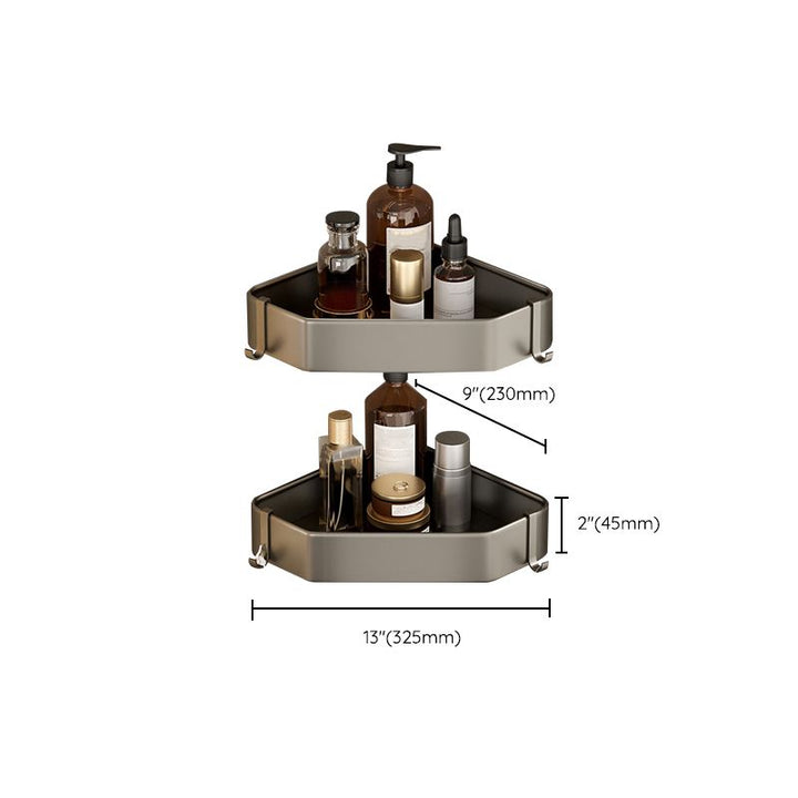 Kalsten | Contemporary Aluminum Bathroom Accessory Set Gray Bath Shelf