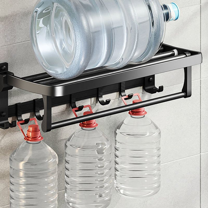 Kalsten | Contemporary bathroom accessory set with black finish and bath shelf/towel bar