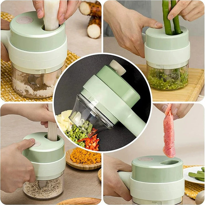SnijGemak 4-in-1 Electric Vegetable Slicer – Rechargeable & With Collection Bin | Kalsten