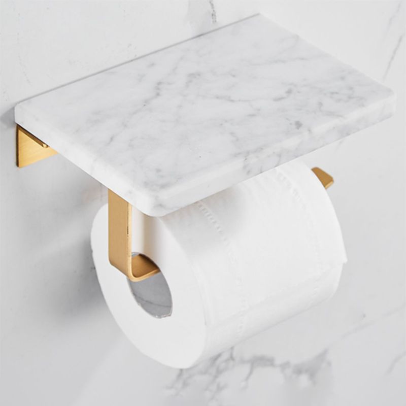 Kalsten | Brushed Brass Bathroom Accessory Set Metal & Marble Bathroom Hardware Set with Bathtub Shelf