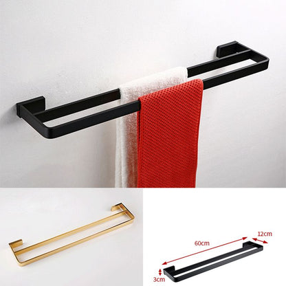 BowLift | Black Bathroom Accessories Hardware Set with Towel Rail and Bath Shelf