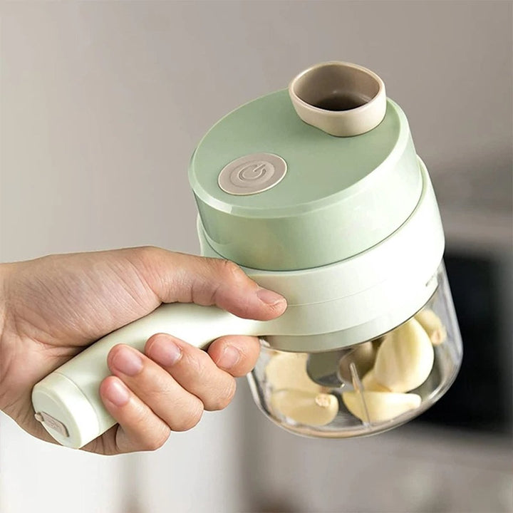 SnijGemak 4-in-1 Electric Vegetable Slicer – Rechargeable & With Collection Bin | Kalsten