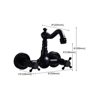 BowLift | Black Wall-Mounted Bathroom Faucet American Classic Widespread Sink Faucet