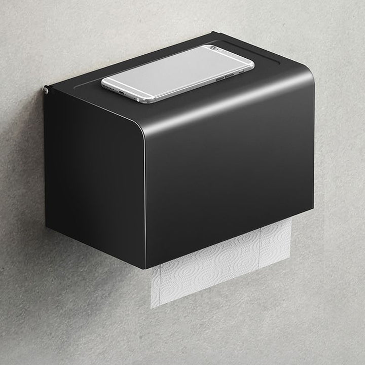 Kalsten | Contemporary bathroom accessory set with black finish and bath shelf/towel bar