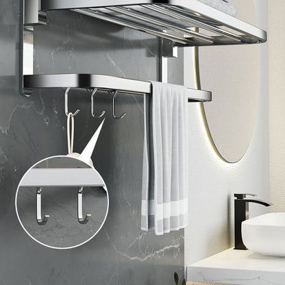 BowLift | Polished Chrome Modern Bathroom Accessory Set in Stainless Steel with Bath Shelf/Towel Bar