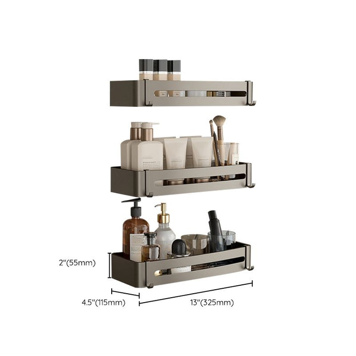 Kalsten | Contemporary Aluminum Bathroom Accessory Set Gray Bath Shelf