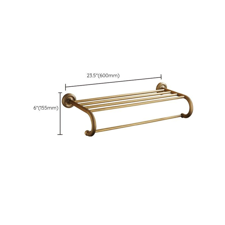 Kalsten | Worn Brass Traditional Bathroom Set with Bath Shelf/Paper Holder & Towel Bar