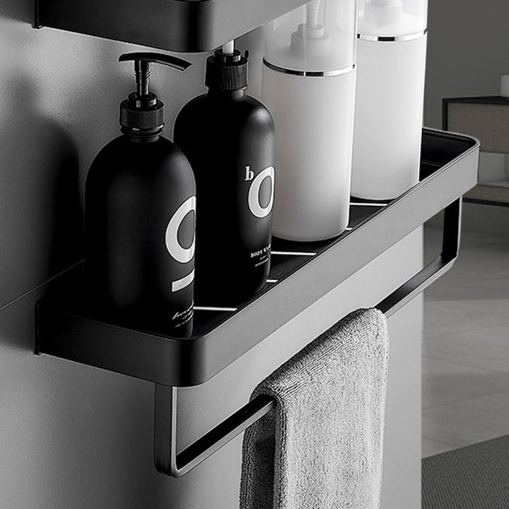 Kalsten | Matt Black Bathroom Set Modern 1/2 - Piece Stainless Steel Bath Rack