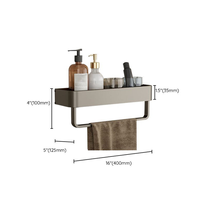 Kalsten | Contemporary Aluminum Bathroom Accessory Set Gray Bath Shelf