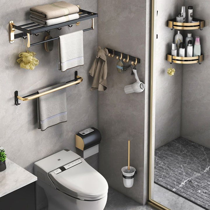 Kalsten | Black & Brass Bathroom Set Modern Style Bathroom Accessories As Individual Piece Or As Set