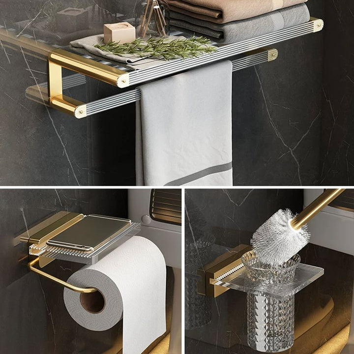 Kalsten | Modern Bathroom Accessory Set Bathroom Shelf Gold Towel Holder Bathroom Hardware Set
