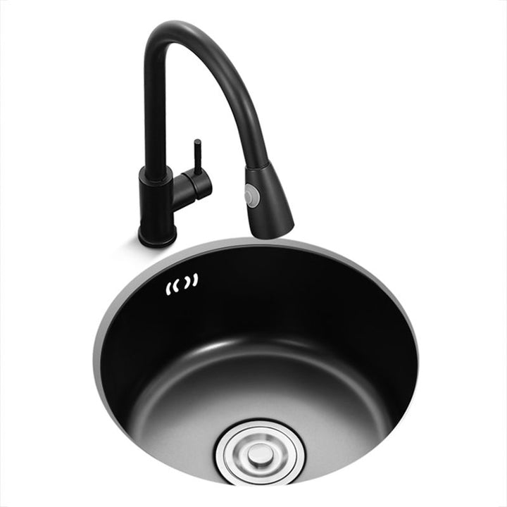 Kalsten | Single Bowl Kitchen Sink Round Stainless Steel Sink with Drain Strainer Kits