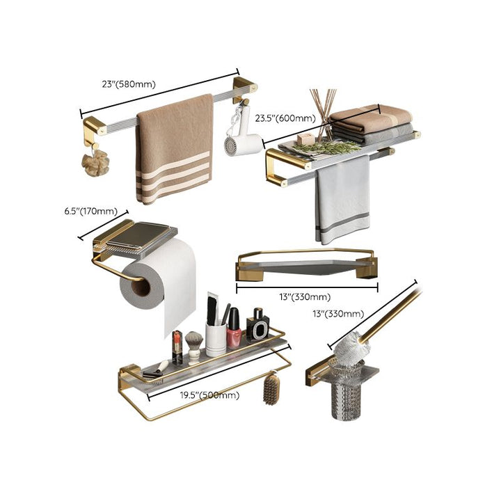 Kalsten | Modern Bathroom Accessory Set Bathroom Shelf Gold Towel Holder Bathroom Hardware Set