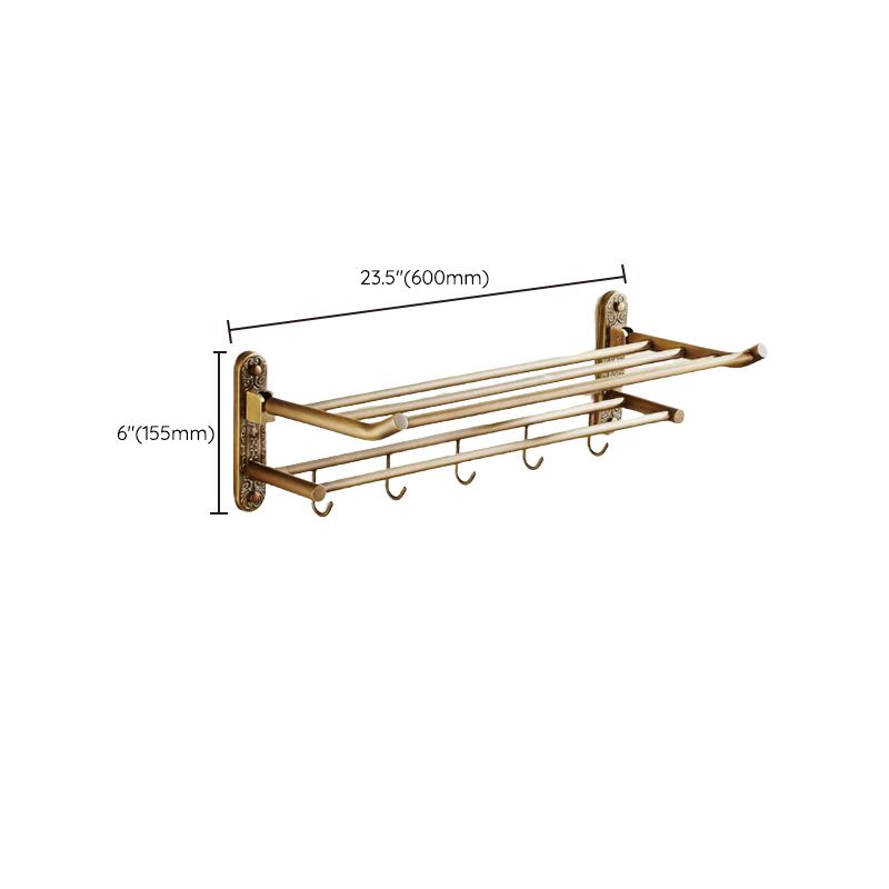 Kalsten | Worn Brass Traditional Bathroom Set with Bath Shelf/Paper Holder & Towel Bar