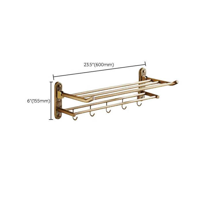 Kalsten | Worn Brass Traditional Bathroom Set with Bath Shelf/Paper Holder & Towel Bar