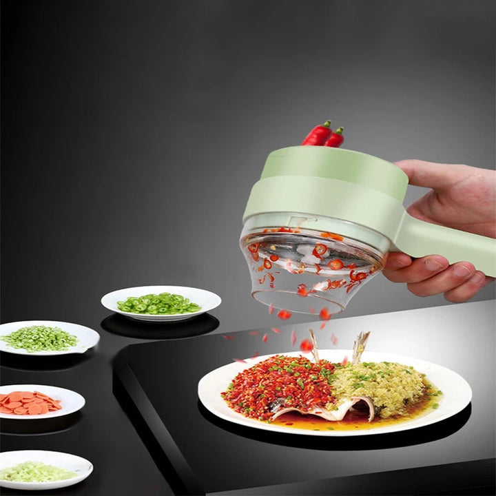 SnijGemak 4-in-1 Electric Vegetable Slicer – Rechargeable & With Collection Bin | Kalsten