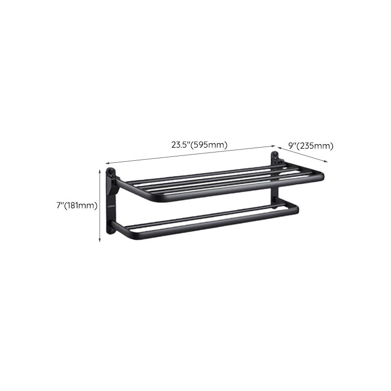 Kalsten | Contemporary bathroom accessory set with black finish and bath shelf/towel bar
