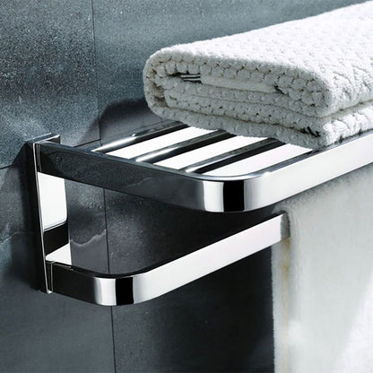 BowLift | Polished Chrome Modern Bathroom Accessory Set made of Stainless Steel Towel Holder/Soap Dish