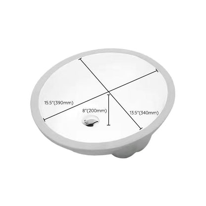 Kalsten | Modern Under-mount Sink Oval Porcelain with Pop-Up Drain Sink