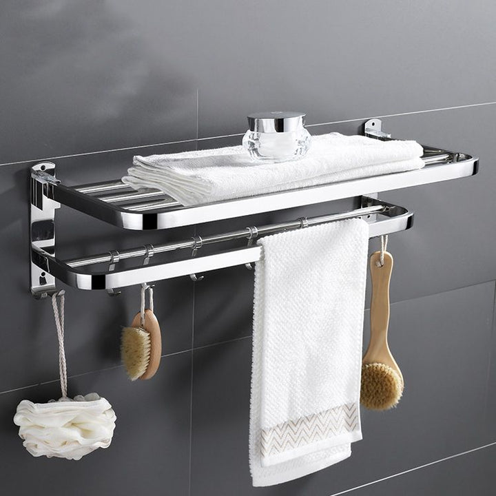 Kalsten | Contemporary bathroom accessory set made of chrome-plated stainless steel with bathrobe hooks/towel rail