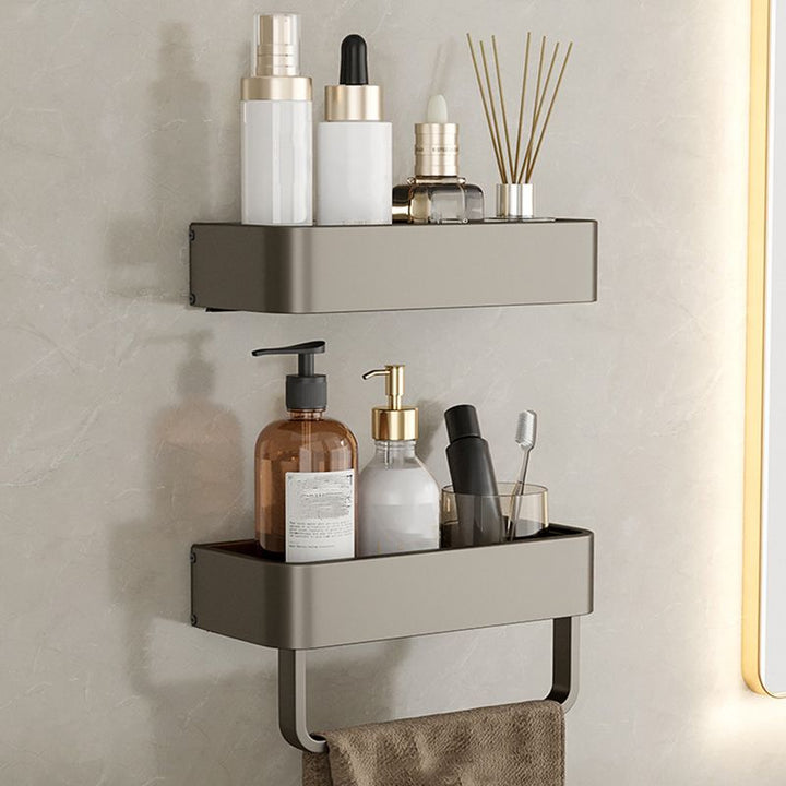 Kalsten | Contemporary Aluminum Bathroom Accessory Set Gray Bath Shelf