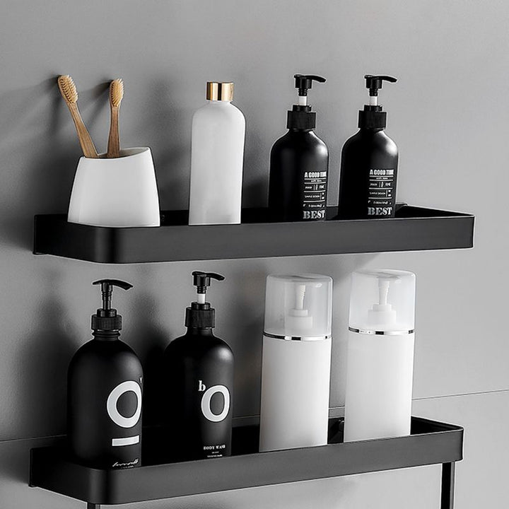 Kalsten | Matt Black Bathroom Set Modern 1/2 - Piece Stainless Steel Bath Rack