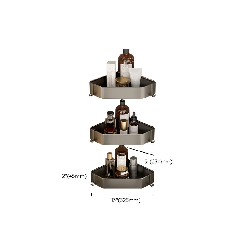 Kalsten | Contemporary Aluminum Bathroom Accessory Set Gray Bath Shelf
