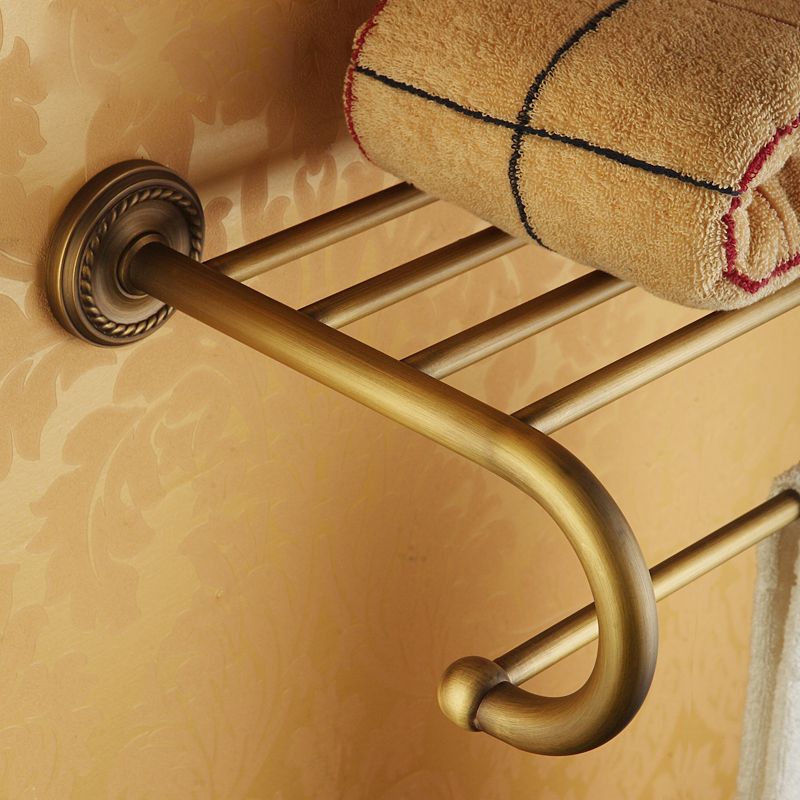 Kalsten | Worn Brass Traditional Bathroom Set with Bath Shelf/Paper Holder & Towel Bar