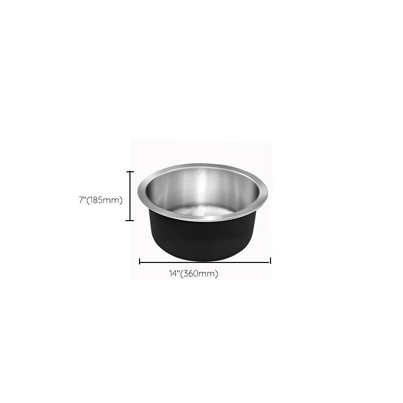 Kalsten | Contemporary Single Bowl Kitchen Sink Round Stainless Steel Sink with Drain Strainer Set
