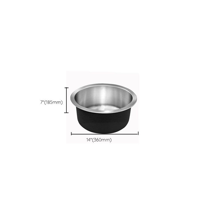 Kalsten | Contemporary Single Bowl Kitchen Sink Round Stainless Steel Sink with Drain Strainer Set