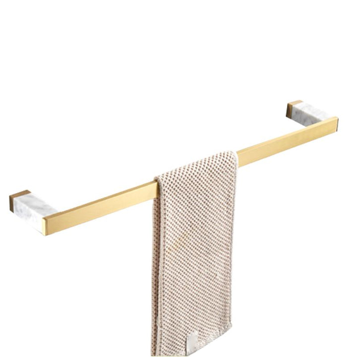Kalsten | Brushed Brass Bathroom Accessory Set Metal & Marble Bathroom Hardware Set with Bathtub Shelf