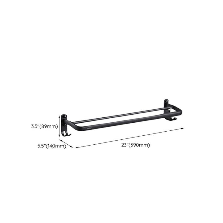 Kalsten | Contemporary bathroom accessory set with black finish and bath shelf/towel bar