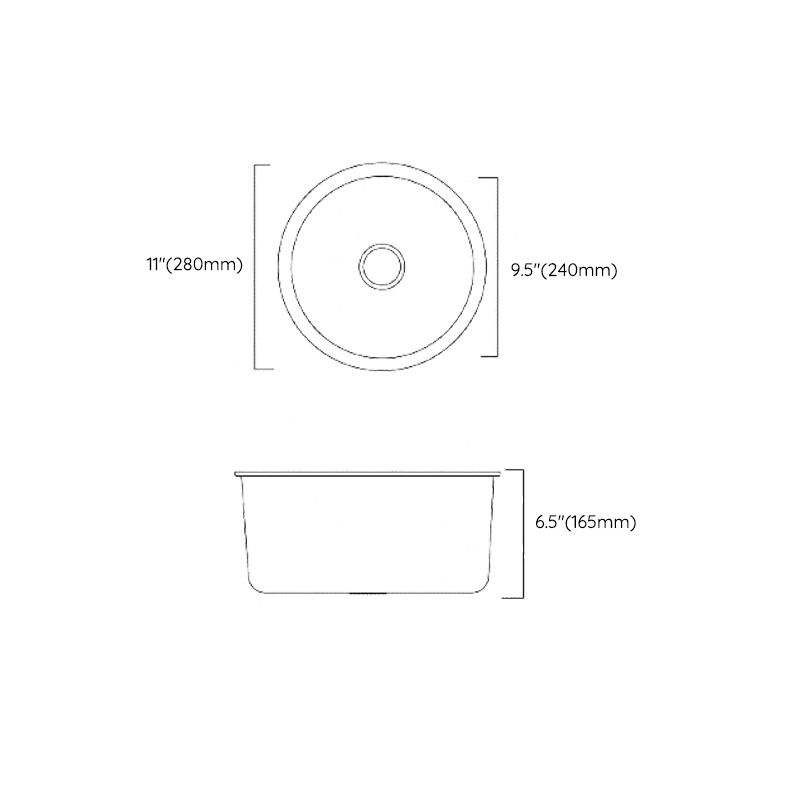 Kalsten | Classic Round Sink Stainless Steel Built-in Sink Non-Slip Round Basin for the Kitchen
