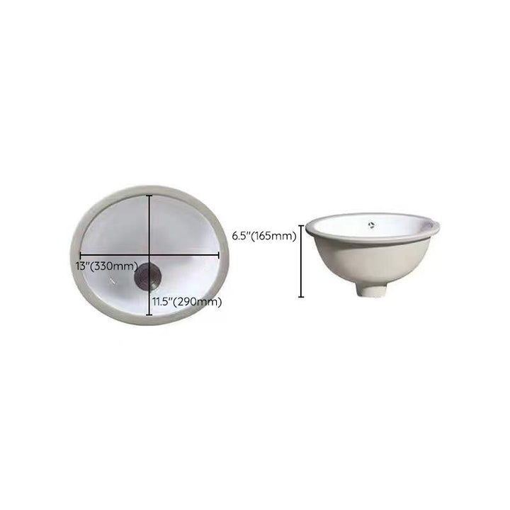 Kalsten | Modern Under-mount Sink Oval Porcelain with Pop-Up Drain Sink