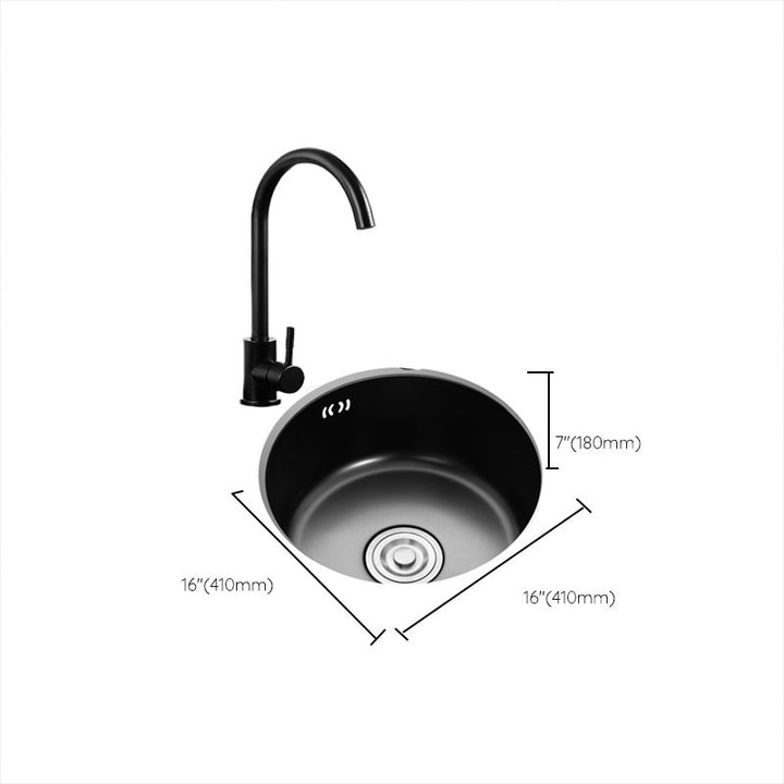 Kalsten | Single Bowl Kitchen Sink Round Stainless Steel Sink with Drain Strainer Kits