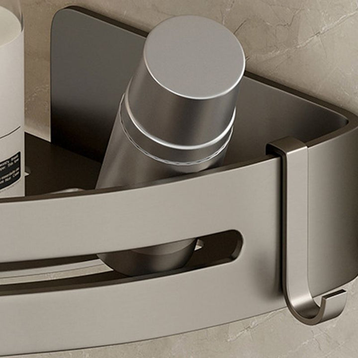 Kalsten | Contemporary Aluminum Bathroom Accessory Set Gray Bath Shelf
