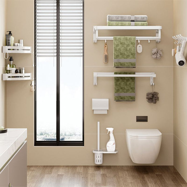 Kalsten | Modern Bathroom Hardware Set Towel Bar White Bath Shelf Bathroom Hardware Set