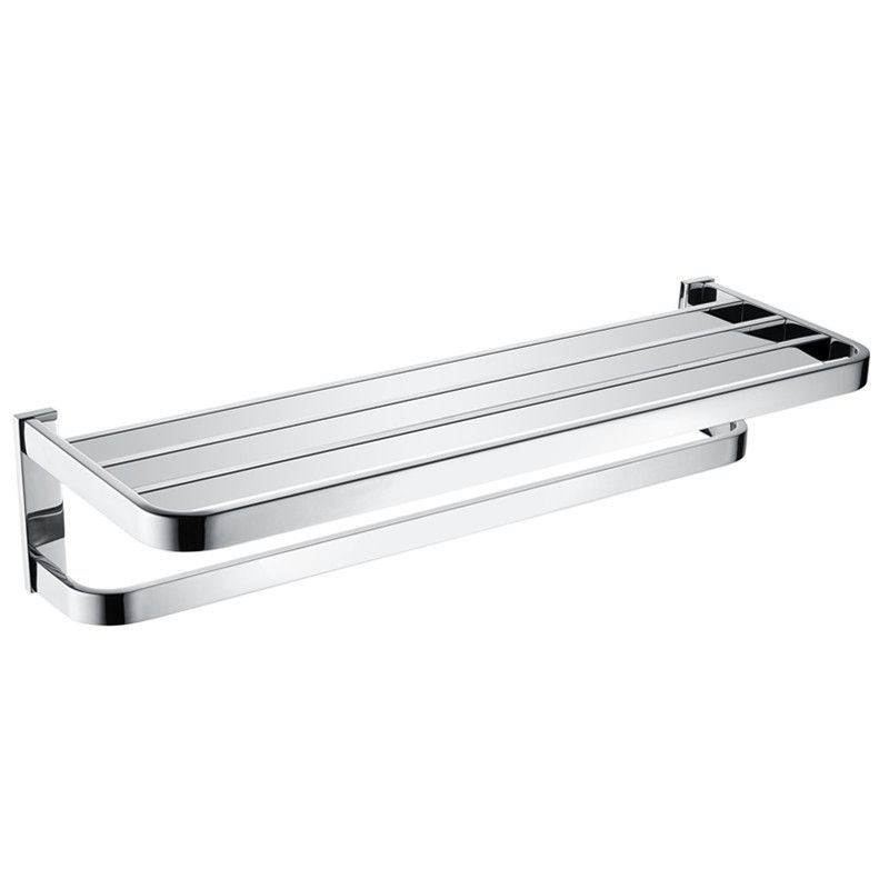 BowLift | Polished Chrome Modern Bathroom Accessory Set made of Stainless Steel Towel Holder/Soap Dish