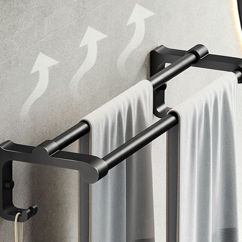 Kalsten | Contemporary bathroom accessory set with black finish and bath shelf/towel bar