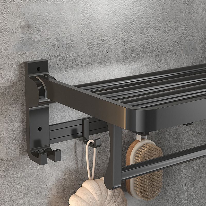 Kalsten | Modern Matte Black Bathroom Accessory Set with Bath Shelf/Towel Hooks/Towel Bar